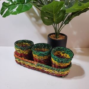 Recycled Bag Planters Handmeade in India from Recycled Bags Multi-colored